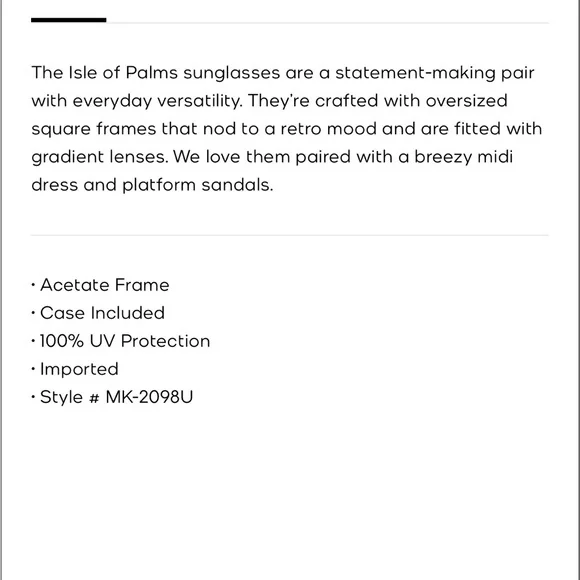 NEW Michael Kors Isle of Palms Sunglasses - Picture 5 of 5